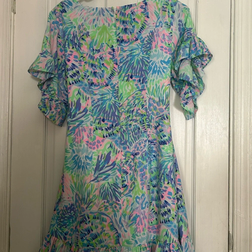 Floral Ruffle Sleeve Dress - Multicolor - Picture 3 of 4